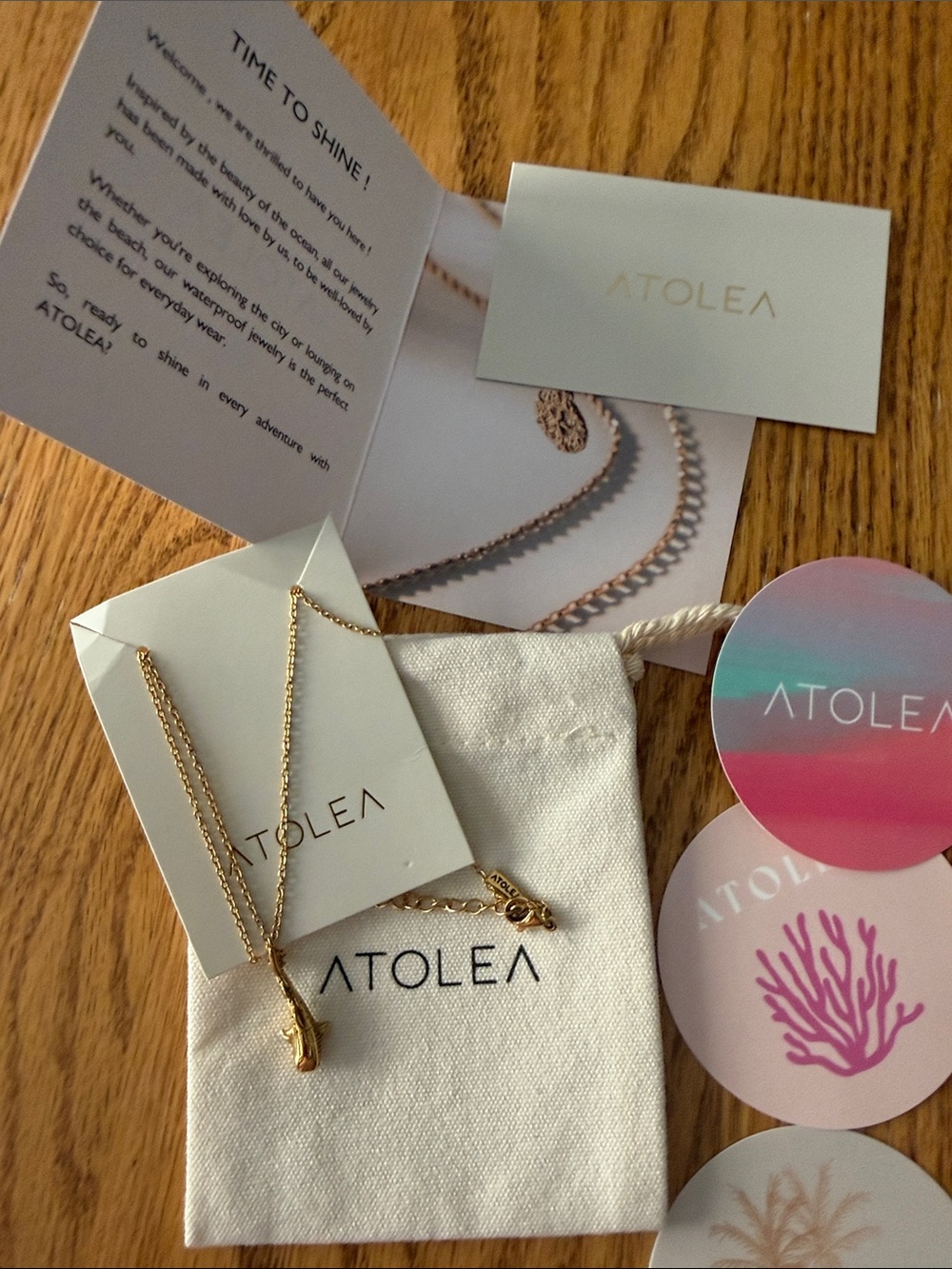 Whale Shark necklace by Atolea gold tone finish NIB
